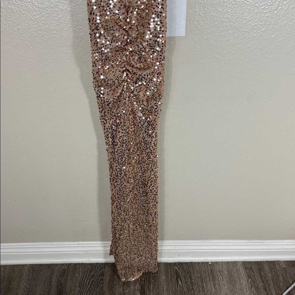 Delfi Collective Avelie Ruched Sequin Dress in Nude - Picture 7 of 16